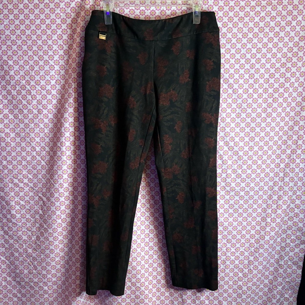 Lisette L Montreal Floral Jacquard‎ Slim Pants Size 10